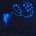 Blue Moon Stars Luminous Wall Stickers for Kids Rooms Decoration Art Fluorescent Unicorn Wall Decals Glow in the Dark Stickers. 