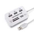 Mini Card Reader USB Hub Combo 2.0 High Speed Multi USB 2.0 Hub USB Splitter Portable All In One white. 