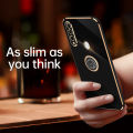 For Samsung Galaxy A20s Back Cover with Ring Holder Stand Plating Square Bumper Protective Case Camera Lens Protection Soft Silicone Shockproof Mobile Phone Cases. 