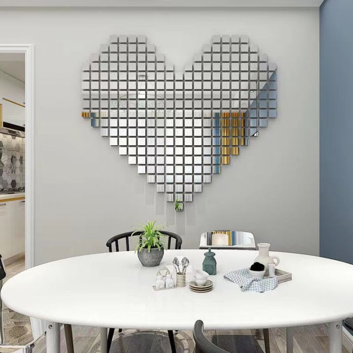 100pcs%202/3/4cm%203D%20Square%20Mirror%20Wall%20Stickers%20Self-adhesive%20Acrylic%20Mosaic%20Mirror%20Surface%20Tile%20DIY%20Wall%20Decals%20Room%20Home%20Decor%20-%20Image%203