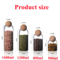 Food Storage Jars with Wood Lid Cork Ball Stopper Glass Jars Set 3Pcs For Storage Food Handmade Borosilicate Glass Canister Jar. 