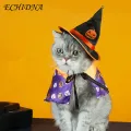 Pet Transformation Outfit Pet Costume Cat Hat Pumpkin Print Cape Cute Transformation Outfit Three-dimensional Pet Hat. 