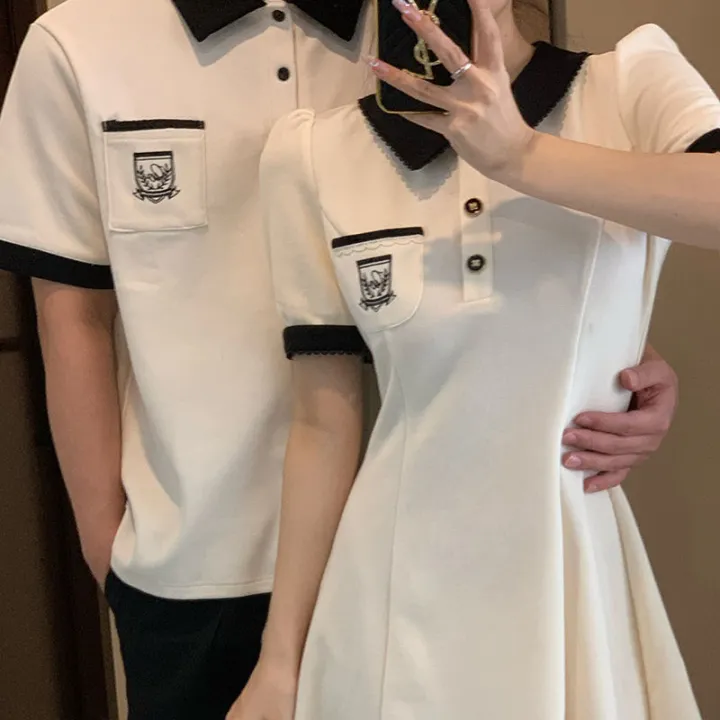 You%20Wear%20My%20Dress%20Summer%20Couple%20Wear%20One%20Dress%20One%20Dress%20ins%20Pure%20Desire%20Style%20French%20Style%20polo%20Collar%20T%20Shirt%20Puff%20Sleeve%20Dress%20-%20Image%205