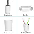 4 Pcs Plastic Bathroom Accessory Set,Bath Toilet Brush Accessories Set with Toothbrush Holder,Toothbrush Cup(White). 