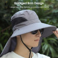 LouisWill Men's Sun Hat Fashion Fisherman Hat Summer Sun Protection Hat Outdoor Hiking Hat Anti-UV Hats Quick Dry Fisherman Cap Visor Hat With Removable Face Cover Windproof Strap Sports. 