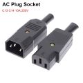 1Pcs Durable Male Female AC Plug Socket 3 Pin IEC 320 Straight AC Power Connector C13 C14 10A 250V Rewirable Power Connector. 