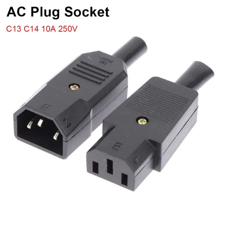 1Pcs Durable Male Female AC Plug Socket 3 Pin IEC 320 Straight AC Power ...