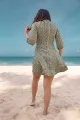 Magnolia Floral Cutout Dress- Green. 