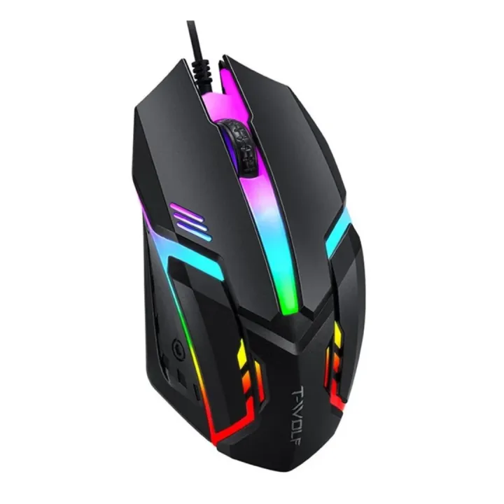 T-Wolf V1 RGB Breathing Light Gaming Mouse 1200DPI
