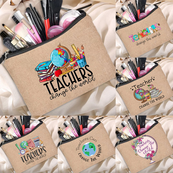 Teacher Change The Linen Pouch Women Neceser Makeup Bag Travel Toiletry ...