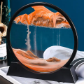 3D Moving Sand Art Picture Round Glass Deep Sea Sandscape Hourglass Quicksand Craft Flowing Painting Office Home Decor Gift 7 Inch. 