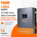 PowMr 100A MPPT Solar Charger Controller 12V-48V Auto Blacklight LCD Regulator Max PV Input 160VDC Support Lifepo4 Battery Can Parallel Up to 12 Units. 