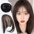 Women Girl Bangs Natural Wispy Round Face French Style Bangs Forehead Hair Extensions Side Fringe Wig Hairpieces 1Pcs. 