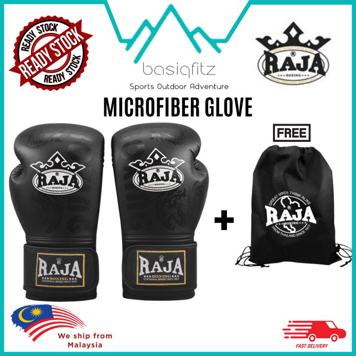 [Genuine] RAJA Microfiber Leather Boxing Gloves Professional Boxing Glove Sarung Tinju Mikrofiber
