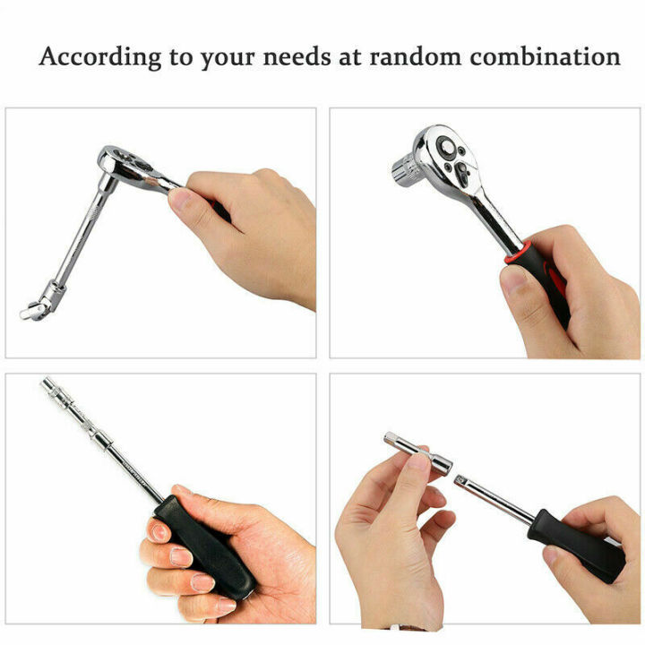 46pcs%201/4-Inch%20Socket%20Set%20Professional%20Car%20Repair%20Tool%20Ratchet%20Torque%20Wrench%20Combo%20Tools%20Kit%20Auto%20Repairing%20-%20Image%205