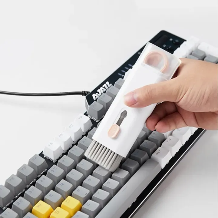 Cleaning Kit for Monitor Keyboard MacBook iPad iPhone iPod, Screen Dust Brush Including Soft Sweep, Swipe, Airpod Cleaner Pen, Key Puller and Spray Bottle-7 in 1 Electronic Cleaner kit