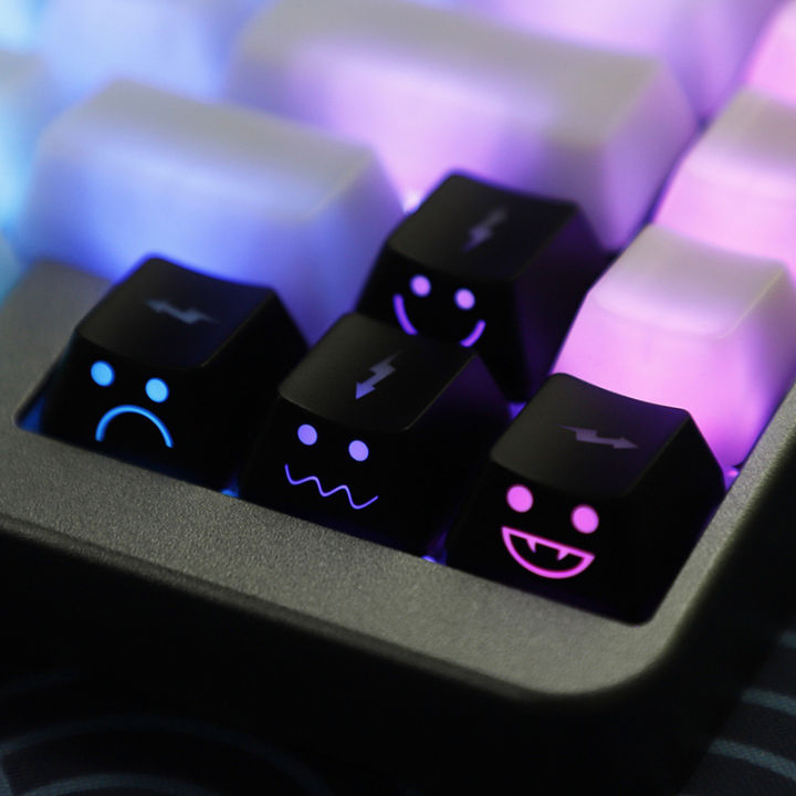 【hot】 Cute Emo Keycap Set WASD Arrow Broadside Lighting Key Cap For Mechanical Keyboard Compatible With MX Switch