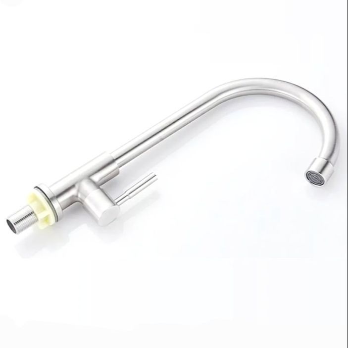 Wangel Sink Tap 1/2'' Lever Chromium plated Stainless Steel Long Round Neck Kitchen Silver SUS304