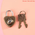 Mini Heart Shape Padlock Luggage Hardware Locks W/Key For Jewelry Box Suitcase. 