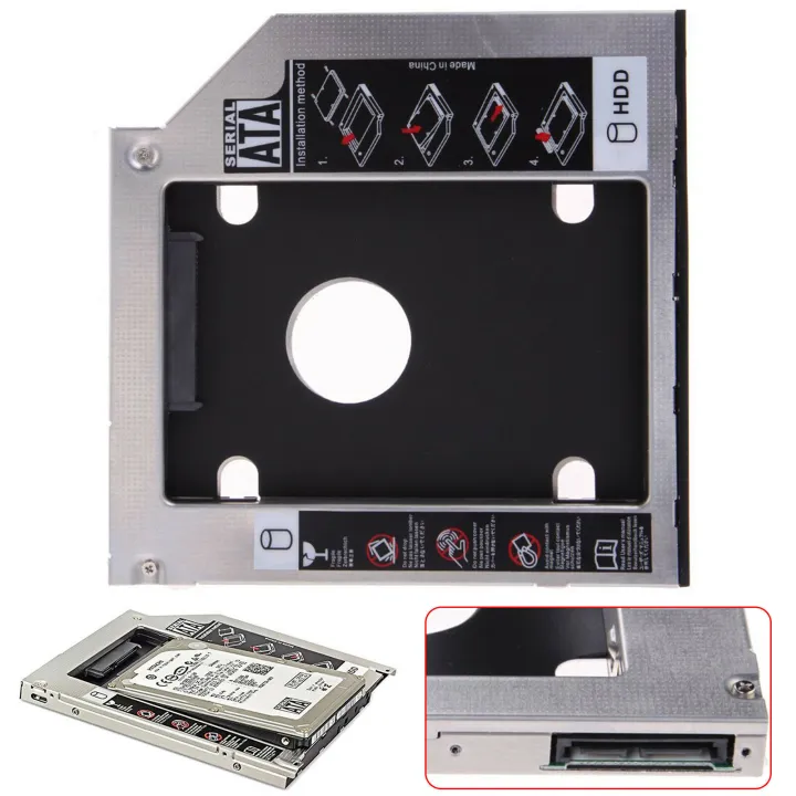 SSD%20HDD%20Caddy%209.5mm%2012.7mm%20Aluminum%202nd%20Hard%20Disk%20Case%20Adapter%20For%20Universal%20Laptop%20CD/DVD-ROM%20Optical%20Bay%20-%20Image%204