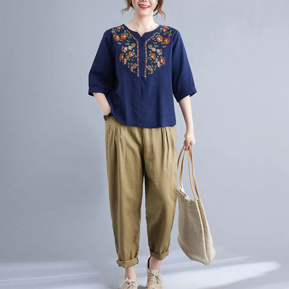 Soesdemo Women's Lace V-Neck Top - Floral Print, Cap Sleeve & Loose Fit