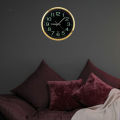 12 Inch Round Large Luminous Wall Clock Glow in the Dark Non-Ticking Indoor Decor -Golden. 