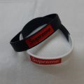 One Free Size Rubber Stretchable Supreme Wristband Bracelet For Men Events Party Sports & Daily Wear (Black, Black & White Mix Color ). 