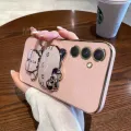 For Samsung Galaxy A05 A05s A04 A04e A04s Back Cover with Cute Cat Makeup Mirror Stand Bracket Luxury 6D Plating Shiny Bling Case Square Edge Soft Silicone Mobile Phone Cases Pouch Girls. 