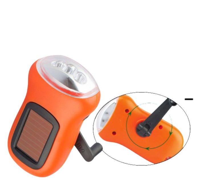 Hand Crank Solar Powered Rechargeable Flashlight LED Emergency Dynamo Torch E10993 H