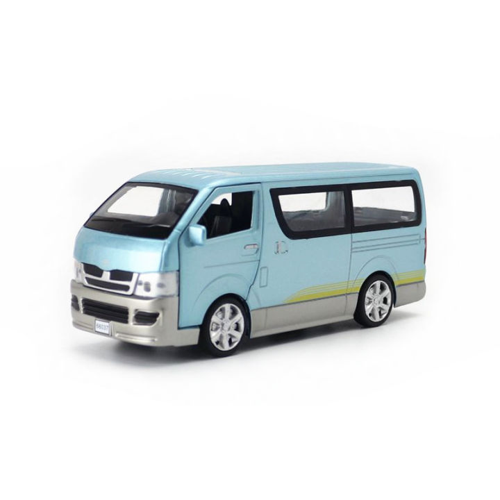 1:32 Scale Proswon Diecast Toy Model Toyota Hiace Van Car Pull Back Doors Openable Sound and Light Educational Collection Gift