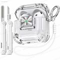 24 Clear 20 Pods 4 Lock Cover for Year 20 with Low Price [4 in 1ide New Anrush] Airpods 4 Clear Case Safety and Cheap Cleaning Kit for Air Case 4 Case. 