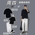 Men's Summer Casual Suit 2024 New Handsome Matching Clothes Korean Style Fashion Brand Shirt Men's Three-Piece Suit. 