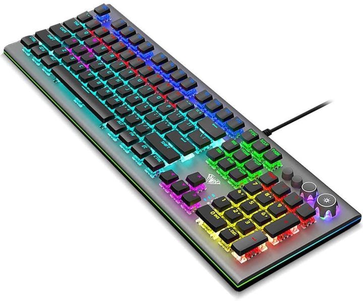 AULA%20S2016%20104-keys%20Square%20Key%20Cap%20Mixing%20Light%20Mechanical%20Blue%20Switch%20Metal%20Panel%20Wired%20USB%20Gaming%20Keyboard,%20Length:%201.6m%20-%20Image%202