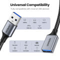 UGREEN USB Extender, USB 2.0 USB 3.0 Extension Cable Male to Female USB Cable High-Speed Data Transfer Compatible with Webcam, Gamepad, USB Keyboard, Mouse, Flash Drive, Hard Drive, Oculus VR, Xbox. 