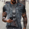 2022 New Fake Jacket Print T-Shirt Skull 3d clothes Summer Trendy Short Sleeve T-Shirt Top Men/women Short Sleeve tees. 