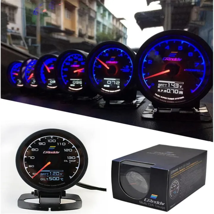 GREDDY%20Multi%20D/A%20LCD%20Digital%20Display%20Meter%20Tachometer%20Gauge%207%20Colours%202%20In1%20RPM%20&%20Voltage%20Display%202.5%20Inch%20-%20Image%207
