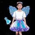 Girls Fairy Costume Set Fairy Princess Costume Kids Elf Cosplay Butterfly Wing Skirt Dress up. 