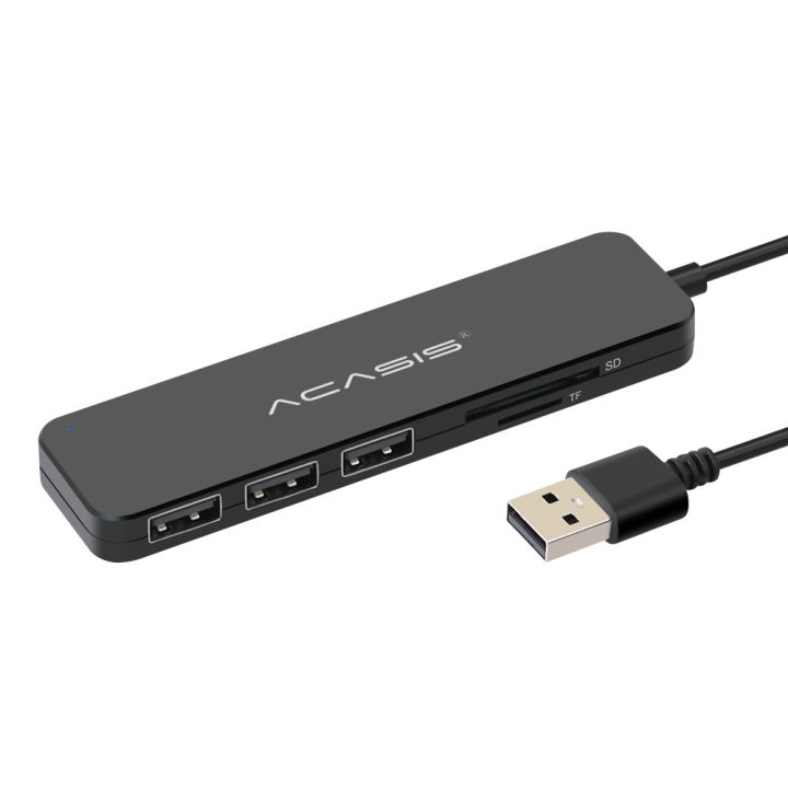 【The Timber Loft】Acasis New Slim  High Speed  USB 2.0 3.0 hub Card reader External 4Port Usb Splitter with Laptop 4 Ports Adapter hub Card reade