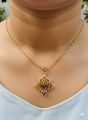 Gold plated 2 mm 18/24 Inch's KERALI chain with Spider design multi stone Pendant for women and Girl. 