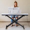 Adjustable Keyboard Stand Double Braced X Style Digital Piano Stand with Locking Straps for 61 76 88 Keys with Pull Lock - Organ Stand piano stand. 