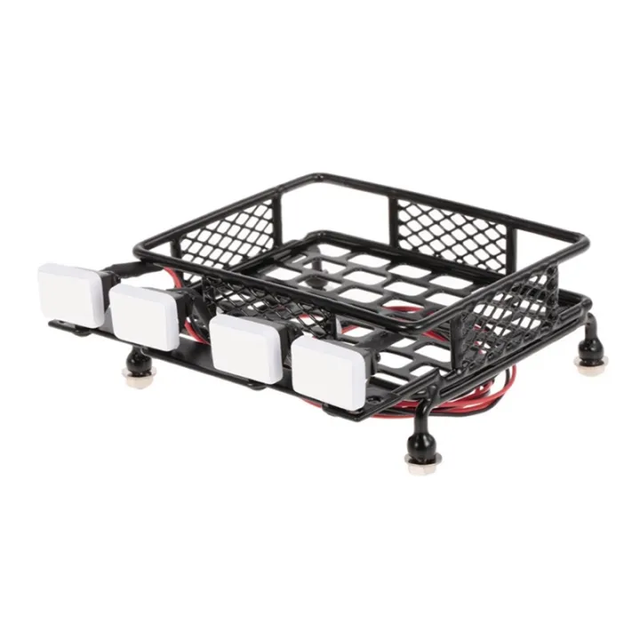 【Fanco Toy store】Roof Rack Luggage Carrier with Light Bar 1/10 RC Car Crawler Truck Axial SCX10 D90 110 Traxxas TRX-4 Tamiya HSP