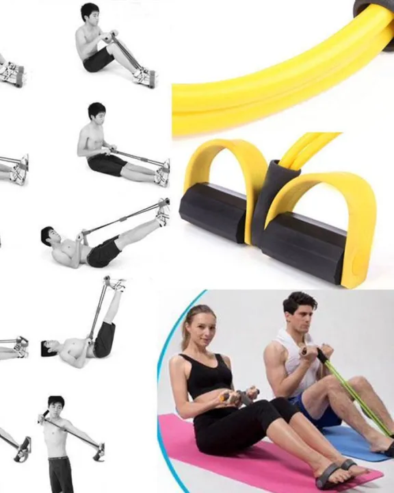 Pull Reducer Body Shape Trimmer Body Shaper - Multi Colorc ,4 Tubes Latex Elastic Pull Rope Sit-up Bodybuilding Fitness Equipment Exercise Resistance Bands for Abdomen/Waist/Arm/Yoga/Pilates Stretching Slimming Training