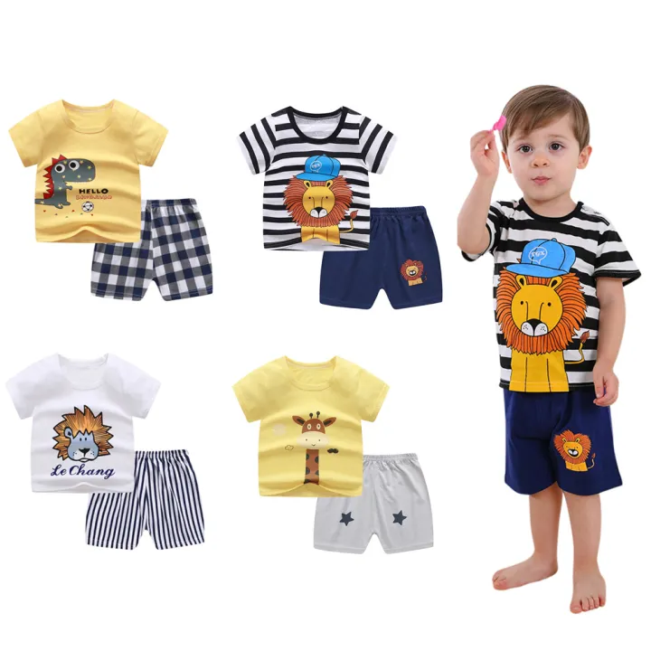 Yfashion%202Pcs%20Unisex%20Baby%20Short%20Sleeved%20ops+Shorts%20Cartoon%20Pattern%20Clothes%20ldren%20e%20Wear%20-%20Image%203