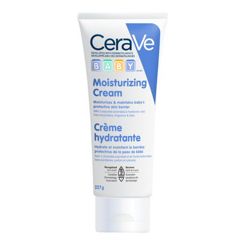 CeraVe BABY Moisturizing Cream, Gentle Baby Skincare For Face and Body with Ceramides and Hyaluronic Acid, Fragrance-Free, Paraben-Free & Dye-Free, Developed with Pediatric Dermatologists, 227G - Made in Canada