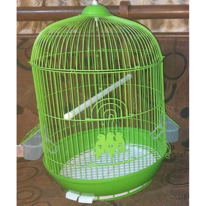 Heavy Duty Strong Top & Bottom Curve Birdage With Both Side Food Containers & Bird Standing Bar.. Plastic Coated Rust Free