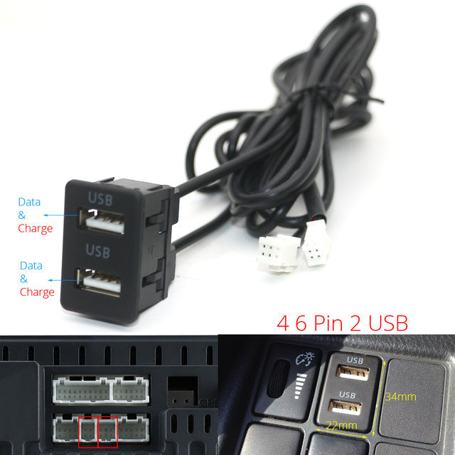 Car%20Dash%20Flush%20Mount%204%206pin%20Dual%20Type-C%20Usb%20Port%20Switch%20Panel%203.5mm%20Aux%20Rca%20Interface%20Cable%20Adapter%20Multimedia%20Unit%20-%20Image%204