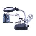 Desktop Welding Magnifying Glass With LED Light 3.5X-12X lens Auxiliary Clip Loupe Desktop Magnifier Third Hand Soldering Repair. 