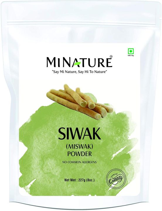 Miswak (Siwak) Powder by mi Nature | salvarado persica| 227g(8 oz) (0.5 lb) | 100% Only Miswak (siwak) Powder | Dental Care | Natural Toothpaste | Whitening Teeth | Oral Care(FROM INDIA)JEZ