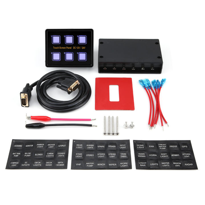 12V / 24V 6 Gang Touch Screen Control Panel Box LED Switch Panel for Car Boat Universal