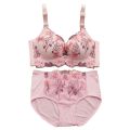 Satin Lace Pajama Set for Women Underwear High Side Bra Panty Set Women Cute Top And Bottom Set Underwear Lace Brief Set. 